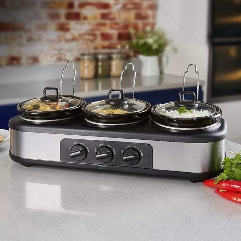 Slow Cooker Ceramic - قدر طهي كهربائي محمول فضي اللون