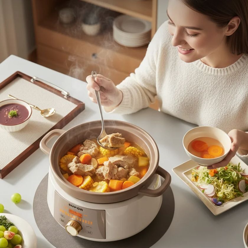 Slow Cooker Ceramic - 4L السيراميك المنزلية الكهربائية طباخ بطيء